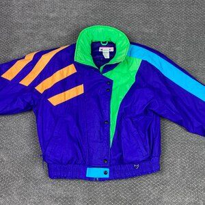 Vintage 90s Y2K Obermeyer Ski Jacket Women's 12 Blue Colorblock Snowboard Winter